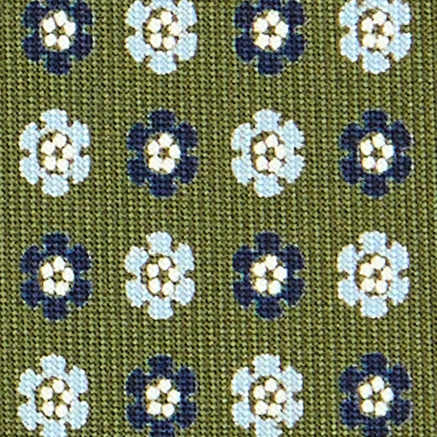 E.Marinella CRAVATTA SARTORIALE CLASSICA IN SETA VERDE OLIVA Microfantasia fiore Outlet