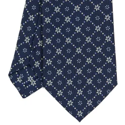 E.Marinella CRAVATTA SARTORIALE CLASSICA IN SETA BLU SCURO Microfantasia fiore Online