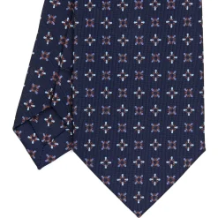 E.Marinella CRAVATTA SARTORIALE CLASSICA IN SETA BLU SCURO Microfantasia fiore Sale