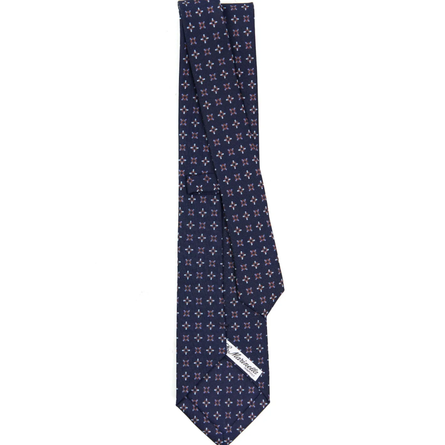 E.Marinella CRAVATTA SARTORIALE CLASSICA IN SETA BLU SCURO Microfantasia fiore Sale