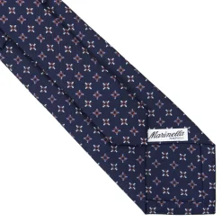 E.Marinella CRAVATTA SARTORIALE CLASSICA IN SETA BLU SCURO Microfantasia fiore Sale