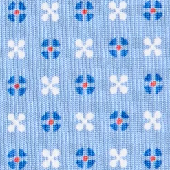 E.Marinella CRAVATTA SARTORIALE CLASSICA IN SETA AZZURRA Microfantasia fiore