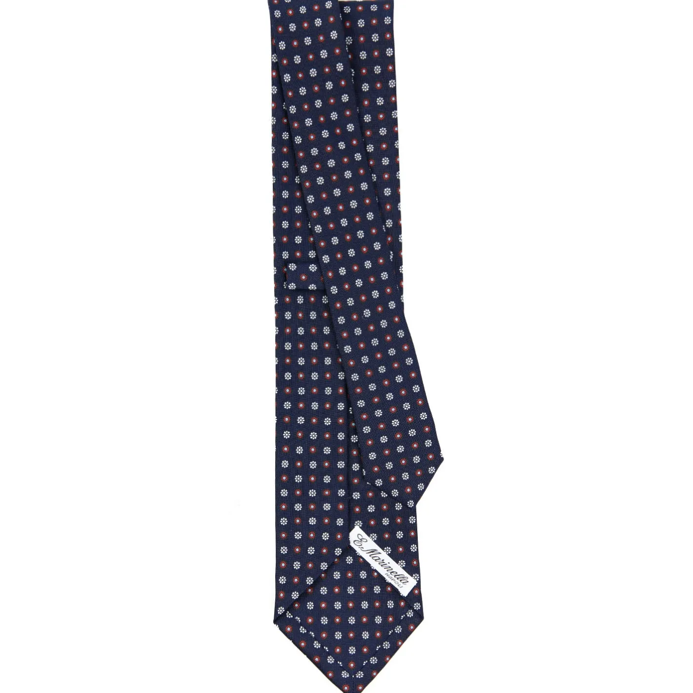 E.Marinella CRAVATTA SARTORIALE CLASSICA IN SETA BLU SCURO Microfantasia fiore Discount