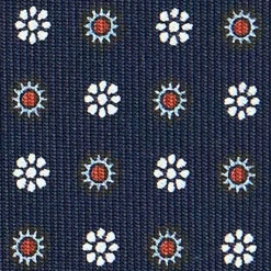 E.Marinella CRAVATTA SARTORIALE CLASSICA IN SETA BLU SCURO Microfantasia fiore Clearance