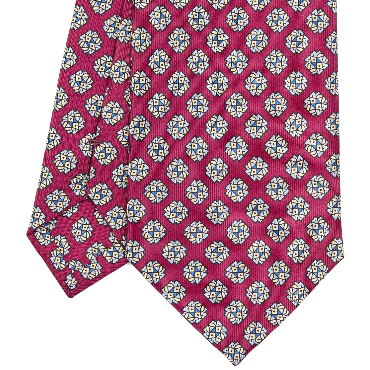 E.Marinella CRAVATTA SARTORIALE CLASSICA IN SETA BORDEAUX Microfantasia fiore Best