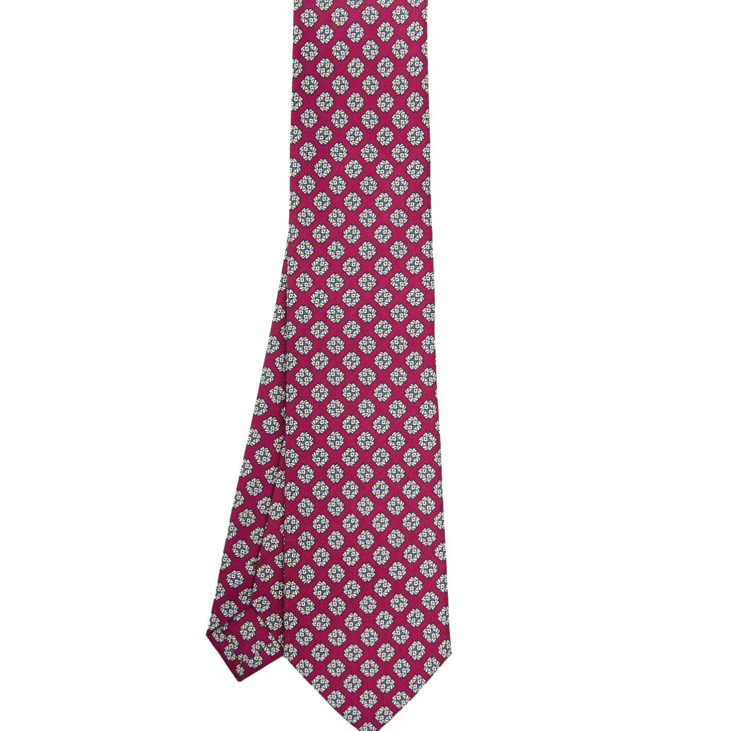 E.Marinella CRAVATTA SARTORIALE CLASSICA IN SETA BORDEAUX Microfantasia fiore Best