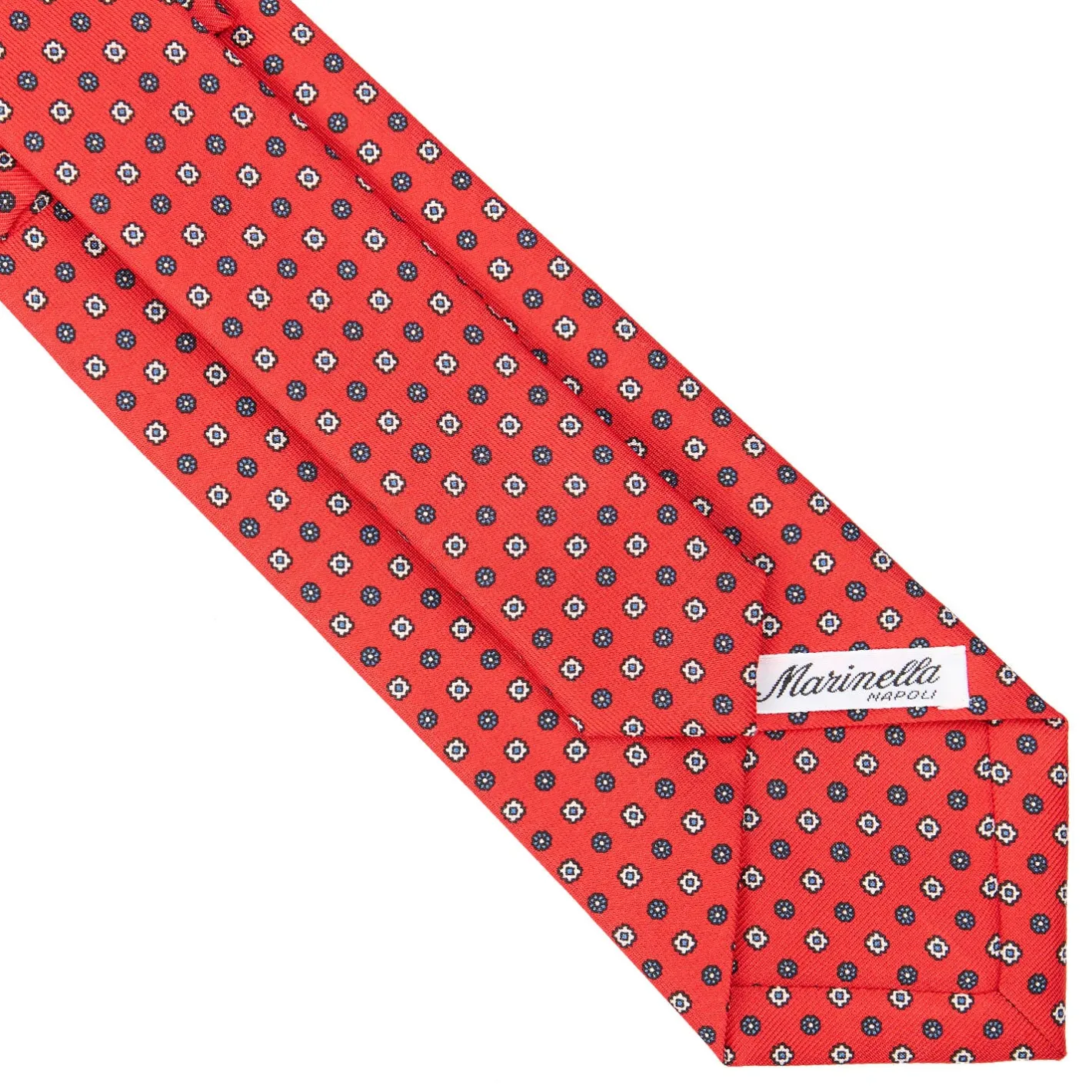E.Marinella CRAVATTA SARTORIALE CLASSICA IN SETA ROSSA Microfantasia fiore Hot