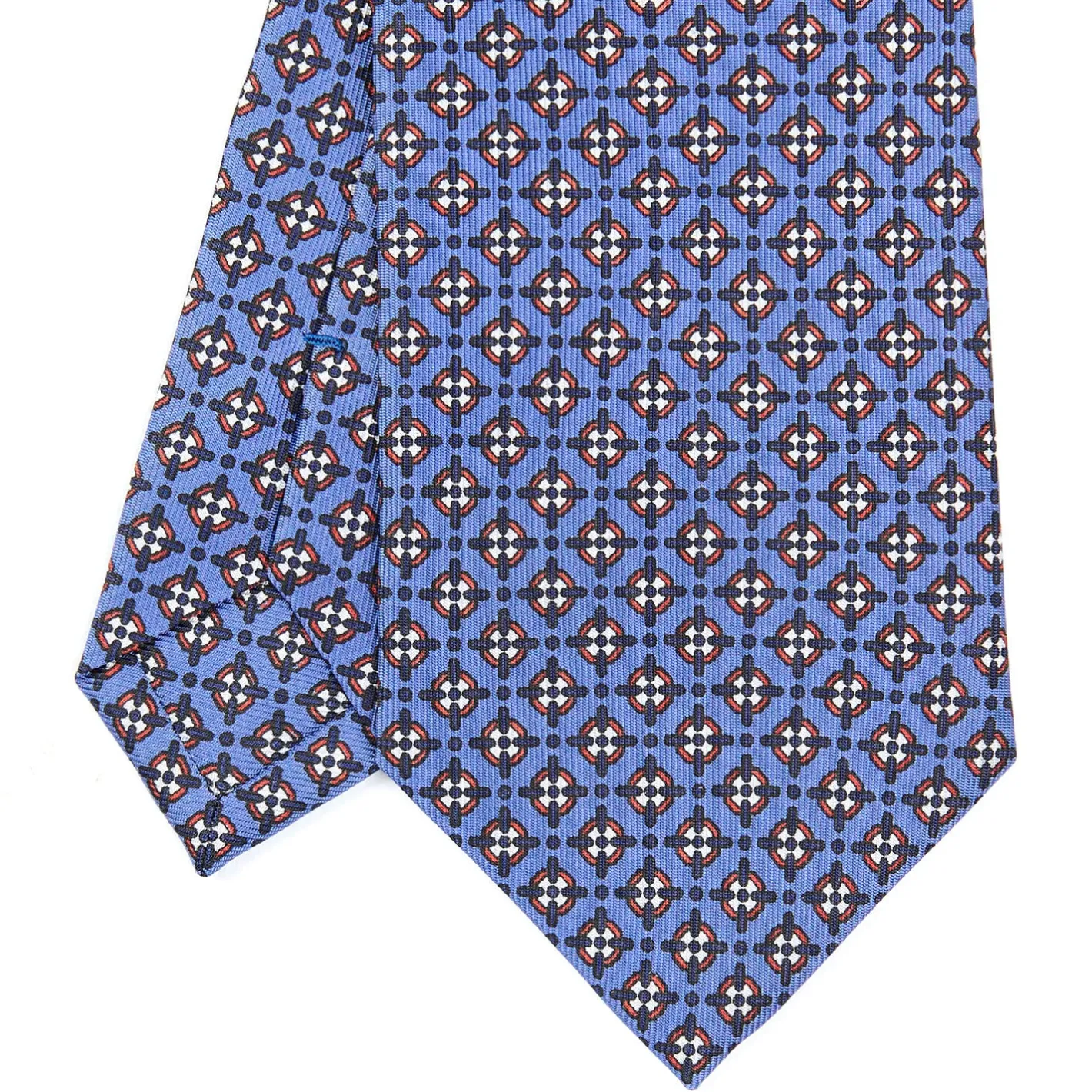 E.Marinella CRAVATTA SARTORIALE CLASSICA IN SETA AZZURRO POLVERE Microfantasia fiore Sale