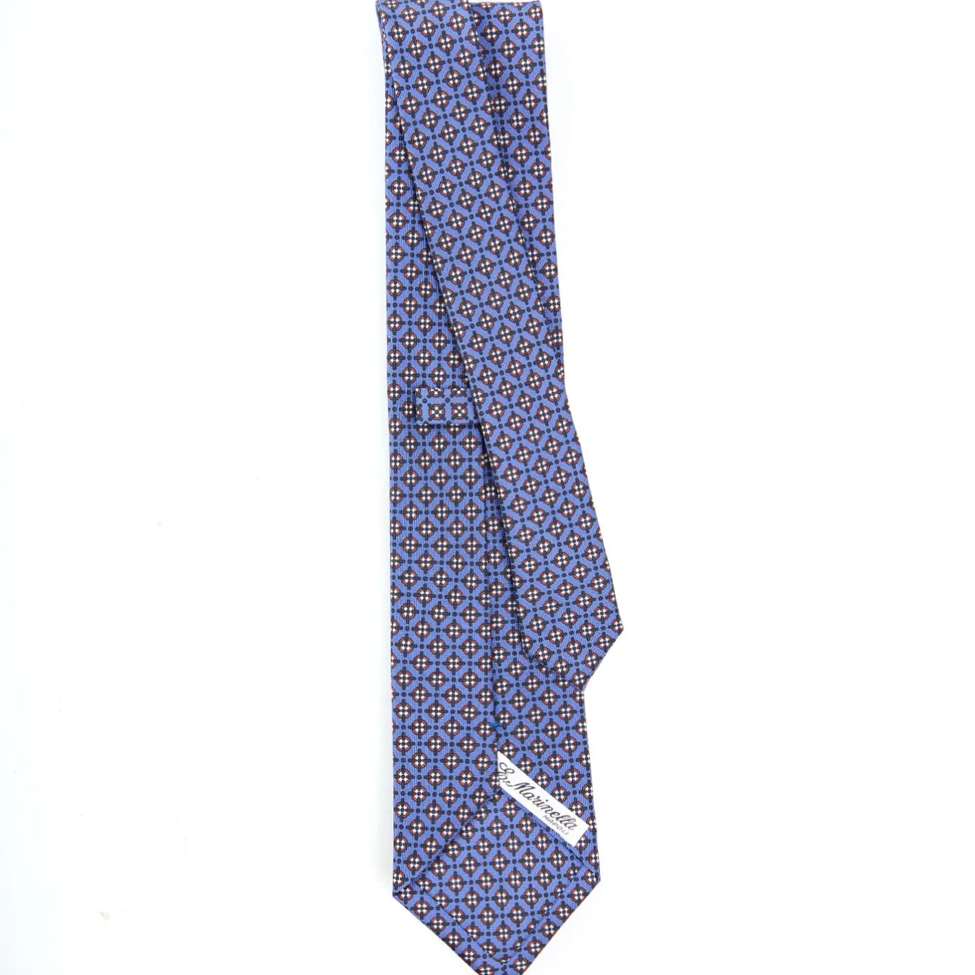 E.Marinella CRAVATTA SARTORIALE CLASSICA IN SETA AZZURRO POLVERE Microfantasia fiore Sale