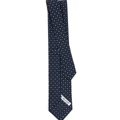 E.Marinella CRAVATTA SARTORIALE CLASSICA IN SETA BLU SCURO Microfantasia fiore Best