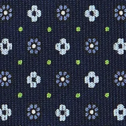 E.Marinella CRAVATTA SARTORIALE CLASSICA IN SETA BLU SCURO Microfantasia fiore Best