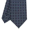 E.Marinella CRAVATTA SARTORIALE CLASSICA IN SETA BLU SCURO Microfantasia fiore Hot