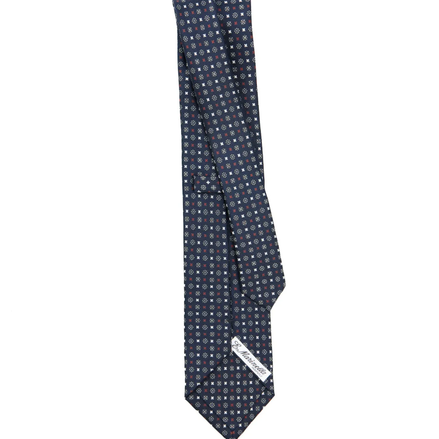 E.Marinella CRAVATTA SARTORIALE CLASSICA IN SETA BLU SCURO Microfantasia fiore Hot