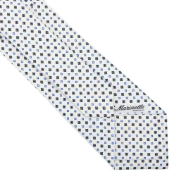 E.Marinella CRAVATTA SARTORIALE CLASSICA IN SETA BIANCA Microfantasia fiore Outlet