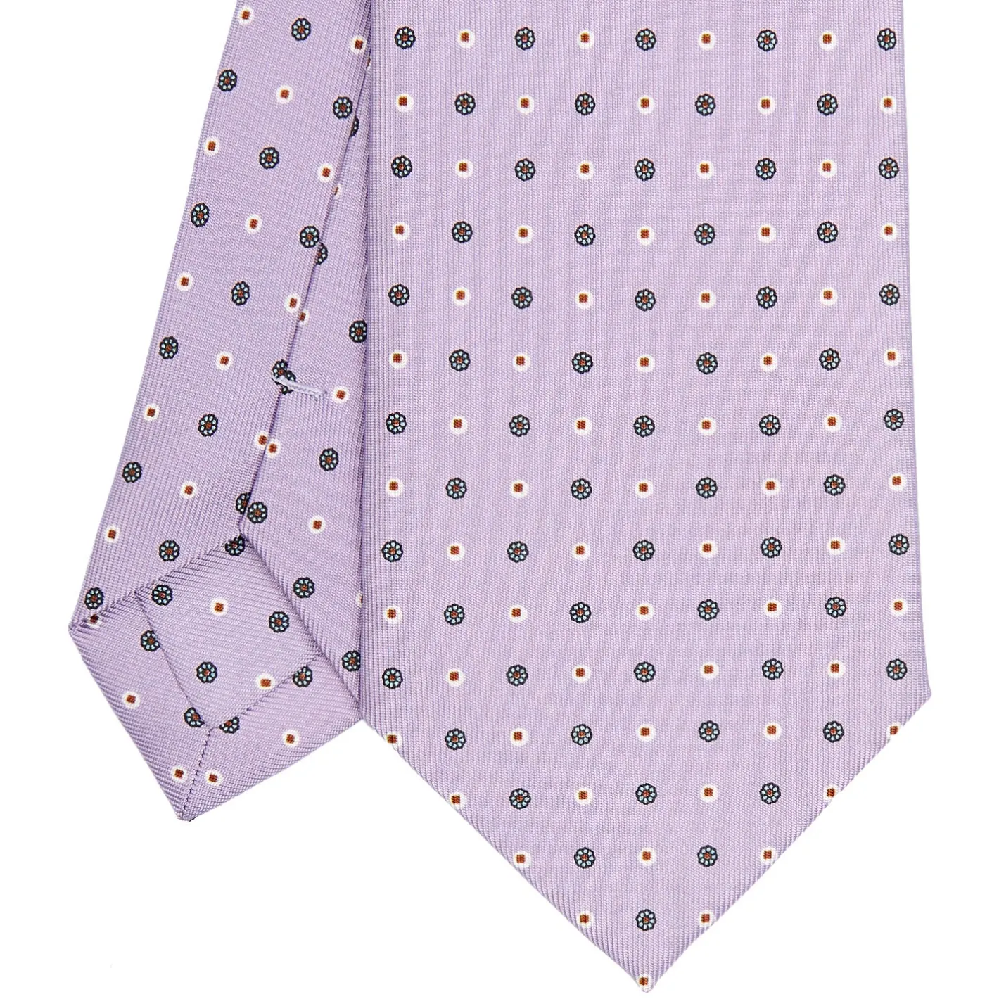 E.Marinella CRAVATTA SARTORIALE CLASSICA IN SETA LILLA Microfantasia fiore Outlet
