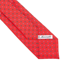 E.Marinella CRAVATTA SARTORIALE CLASSICA IN SETA ROSSO Microfantasia fiore
