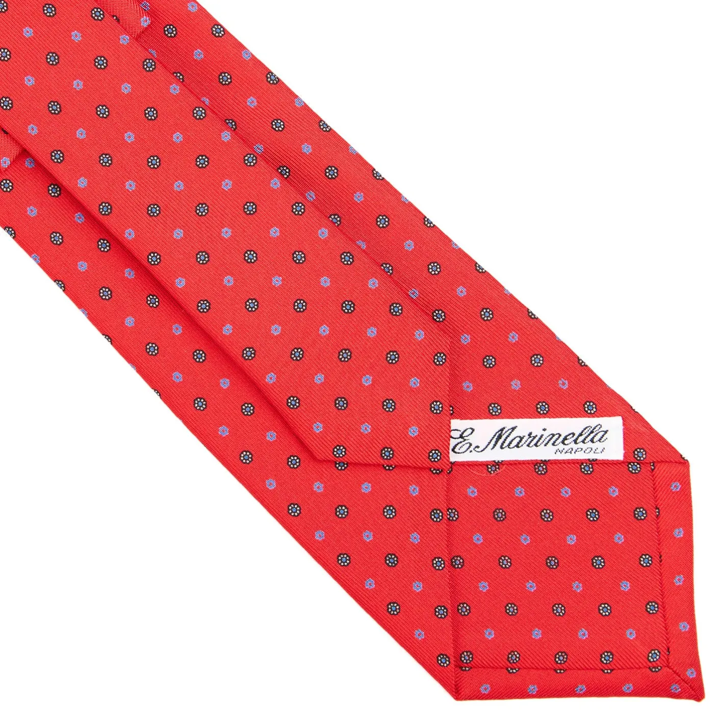E.Marinella CRAVATTA SARTORIALE CLASSICA IN SETA ROSSO Microfantasia fiore