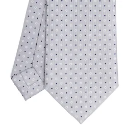 E.Marinella CRAVATTA SARTORIALE CLASSICA IN SETA GRIGIO CHIARO Microfantasia fiore Outlet