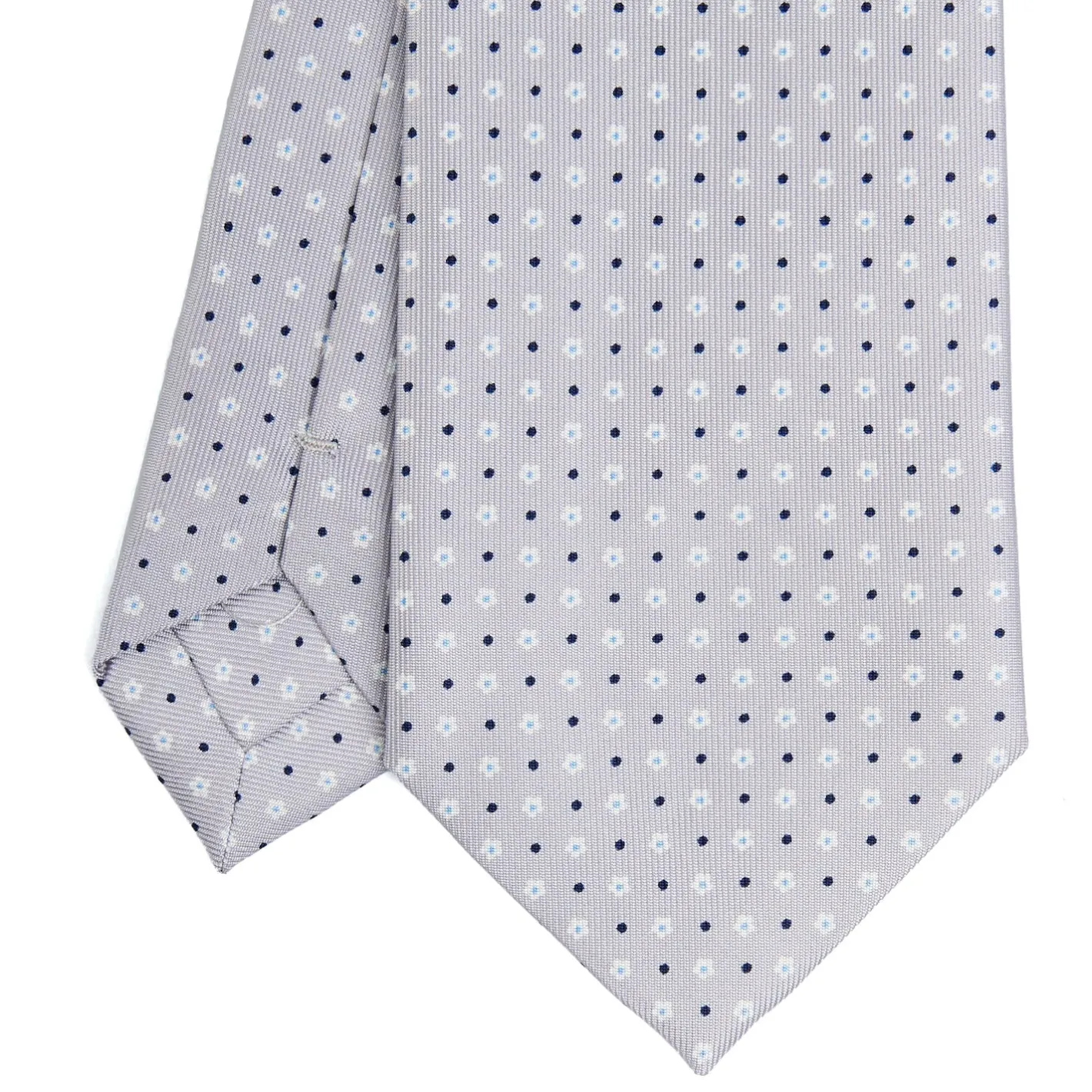E.Marinella CRAVATTA SARTORIALE CLASSICA IN SETA GRIGIO CHIARO Microfantasia fiore Outlet