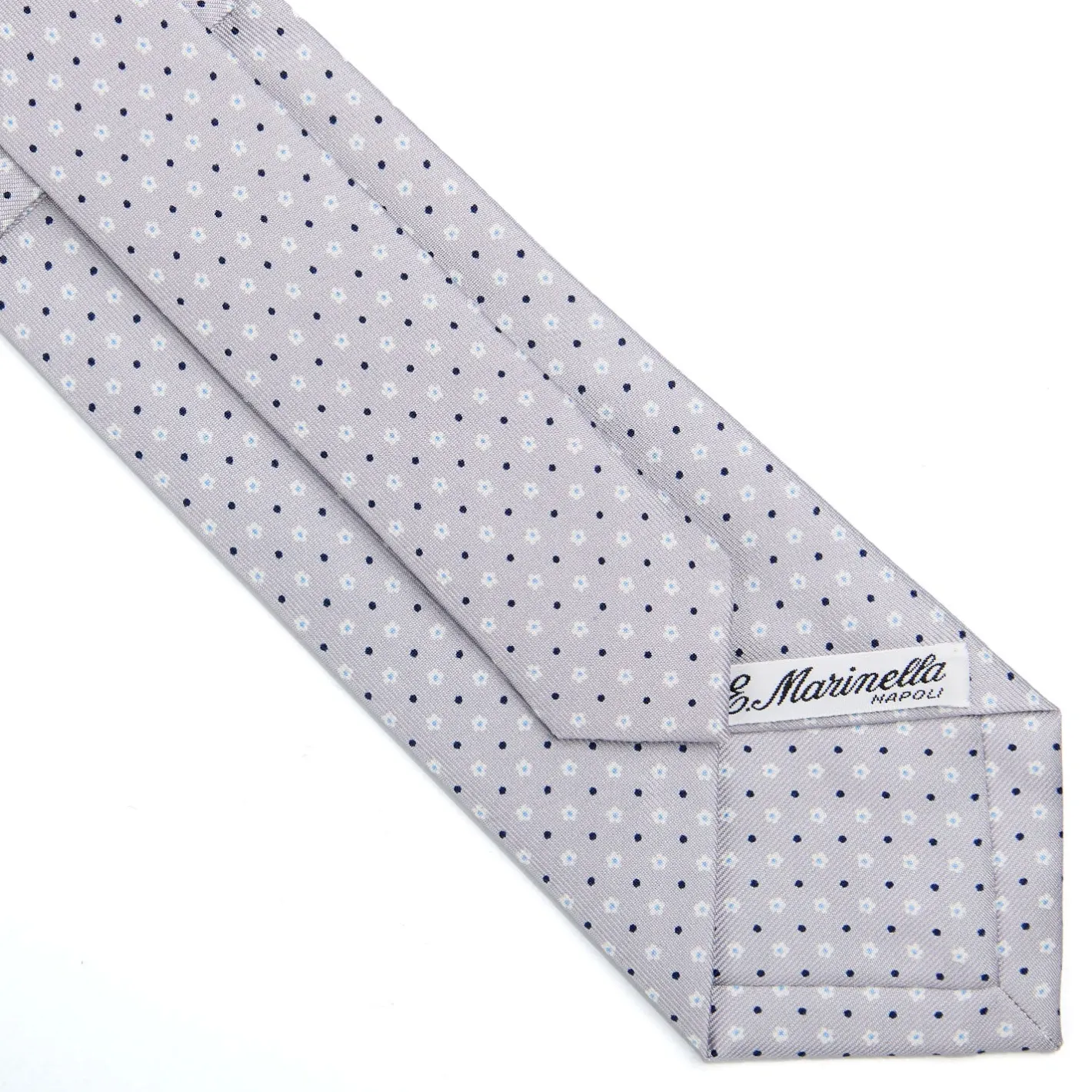 E.Marinella CRAVATTA SARTORIALE CLASSICA IN SETA GRIGIO CHIARO Microfantasia fiore Outlet