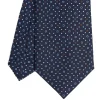 E.Marinella CRAVATTA SARTORIALE CLASSICA IN SETA BLU SCURO Microfantasia fiore