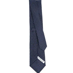 E.Marinella CRAVATTA SARTORIALE CLASSICA IN SETA BLU SCURO Microfantasia fiore