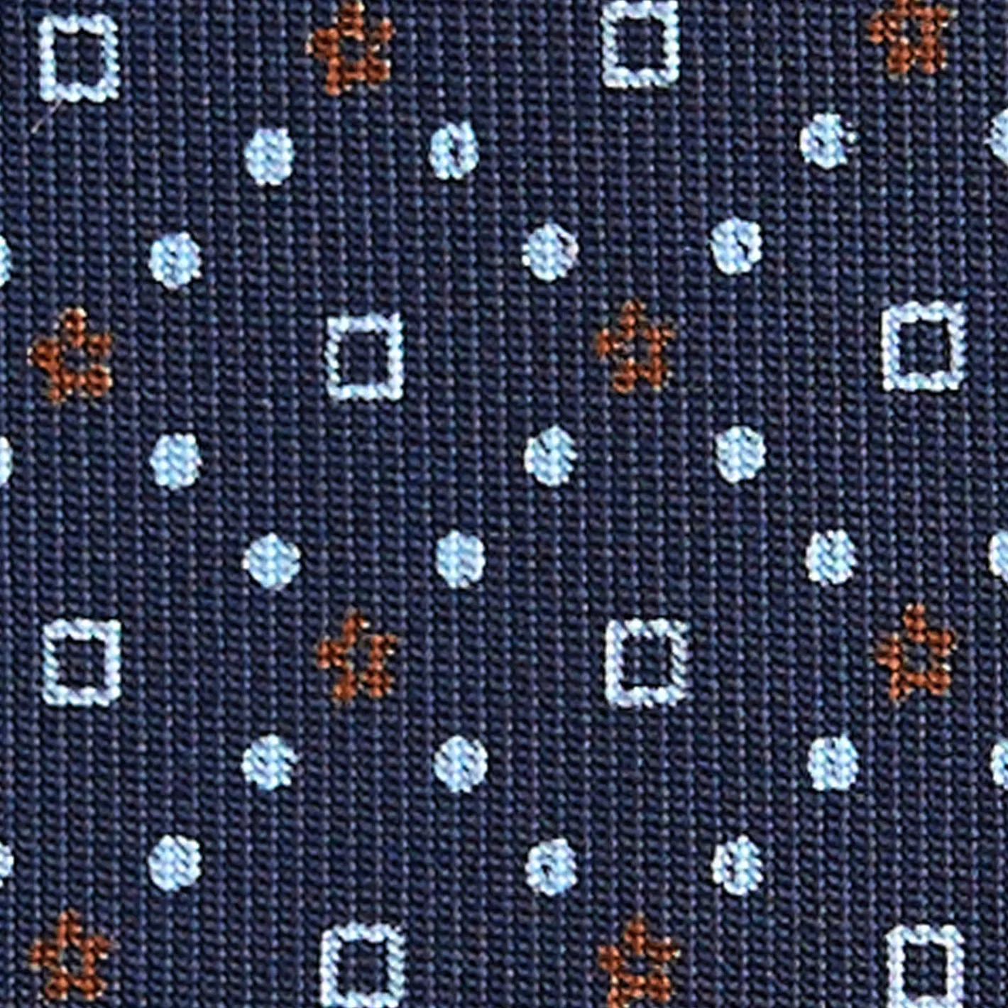 E.Marinella CRAVATTA SARTORIALE CLASSICA IN SETA BLU SCURO Microfantasia fiore