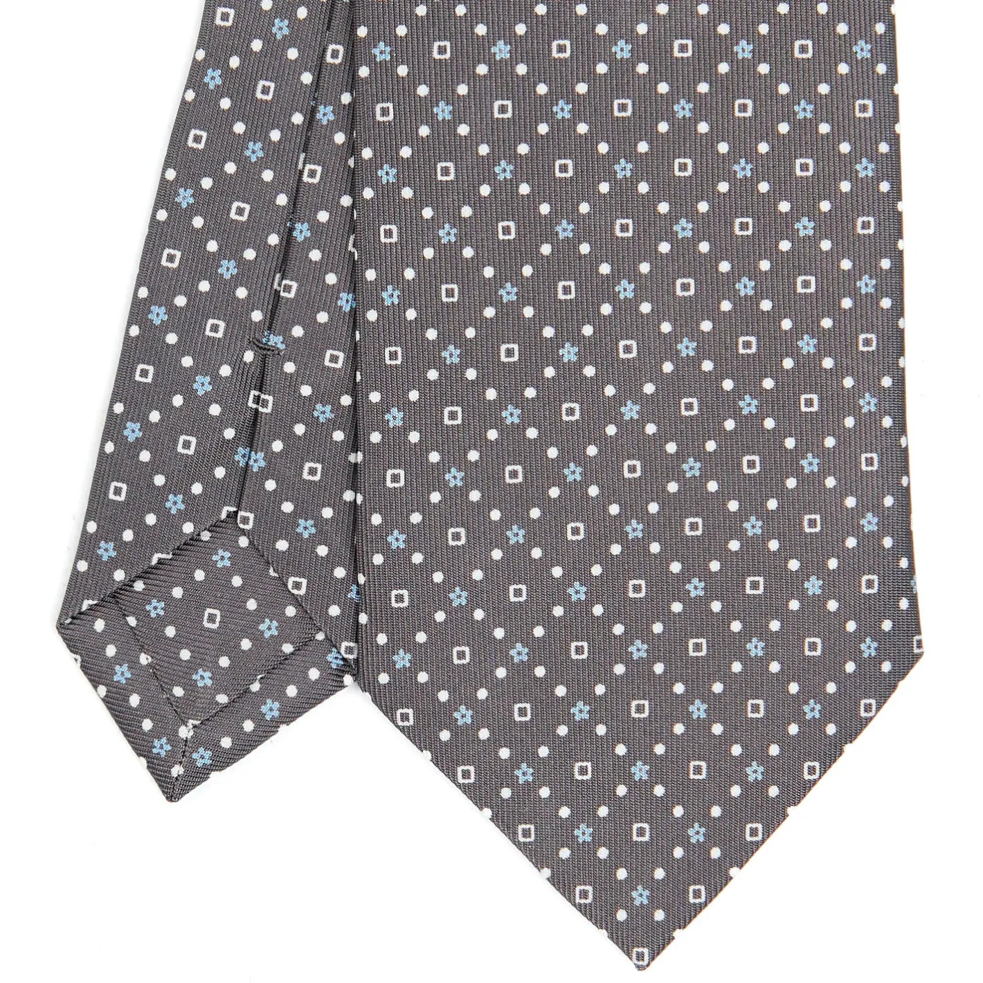 E.Marinella CRAVATTA SARTORIALE CLASSICA IN SETA GRIGIO CHIARO Microfantasia fiore Discount