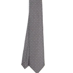 E.Marinella CRAVATTA SARTORIALE CLASSICA IN SETA GRIGIO CHIARO Microfantasia fiore Discount