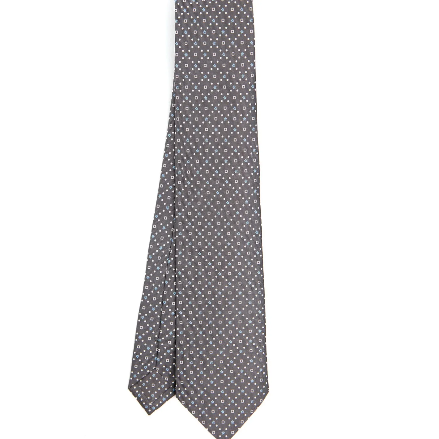 E.Marinella CRAVATTA SARTORIALE CLASSICA IN SETA GRIGIO CHIARO Microfantasia fiore Discount