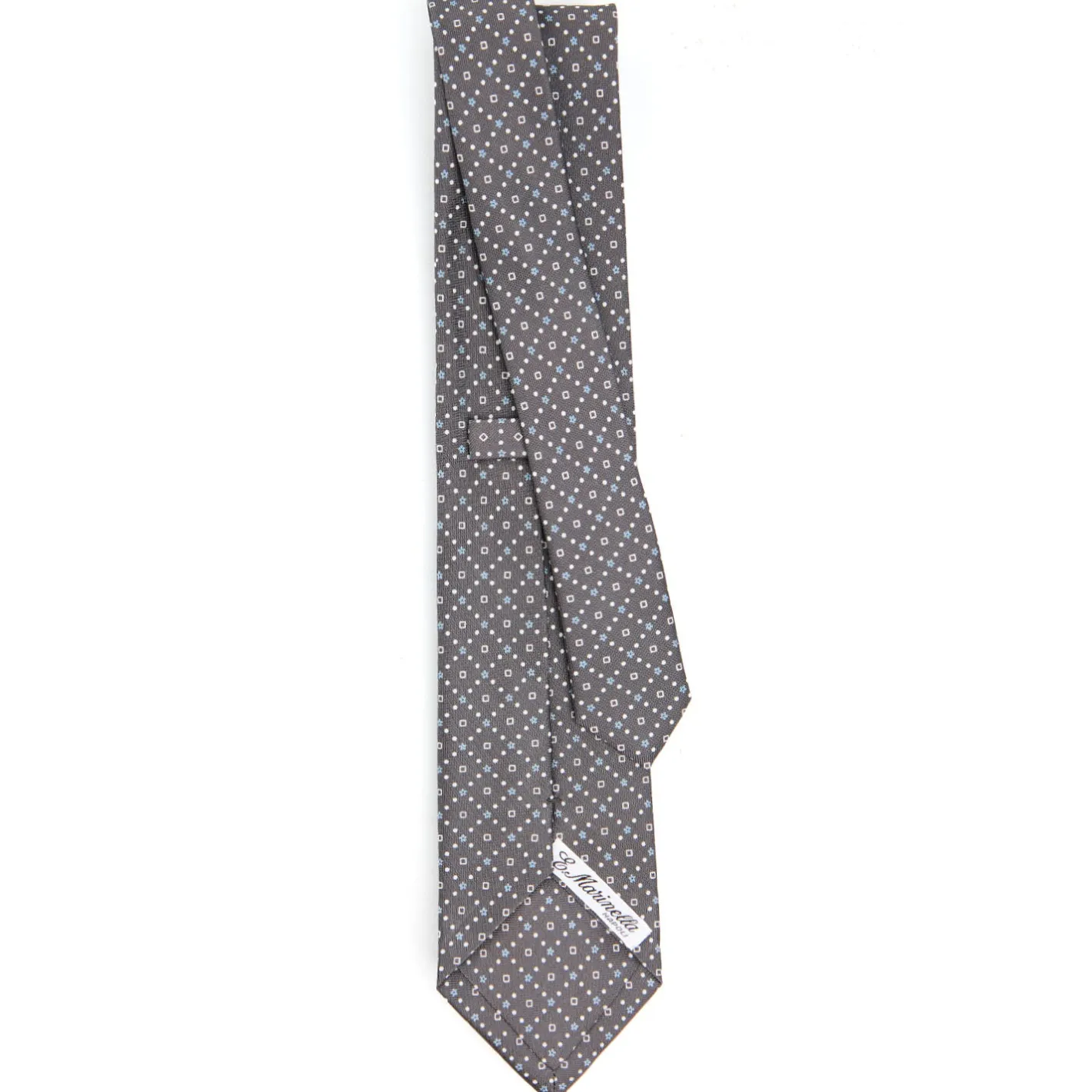 E.Marinella CRAVATTA SARTORIALE CLASSICA IN SETA GRIGIO CHIARO Microfantasia fiore Discount
