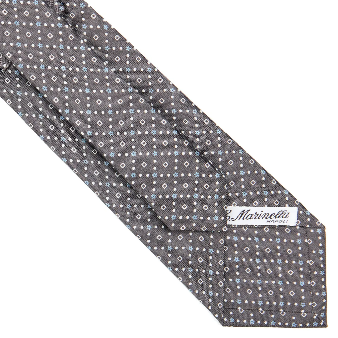 E.Marinella CRAVATTA SARTORIALE CLASSICA IN SETA GRIGIO CHIARO Microfantasia fiore Discount