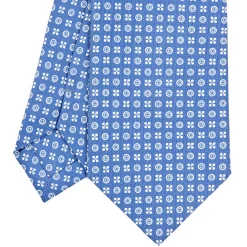 E.Marinella CRAVATTA SARTORIALE CLASSICA IN SETA AZZURRO POLVERE Microfantasia fiore