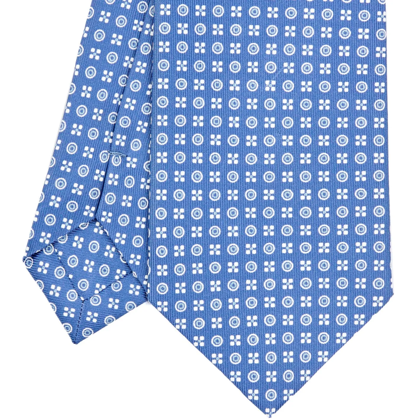 E.Marinella CRAVATTA SARTORIALE CLASSICA IN SETA AZZURRO POLVERE Microfantasia fiore