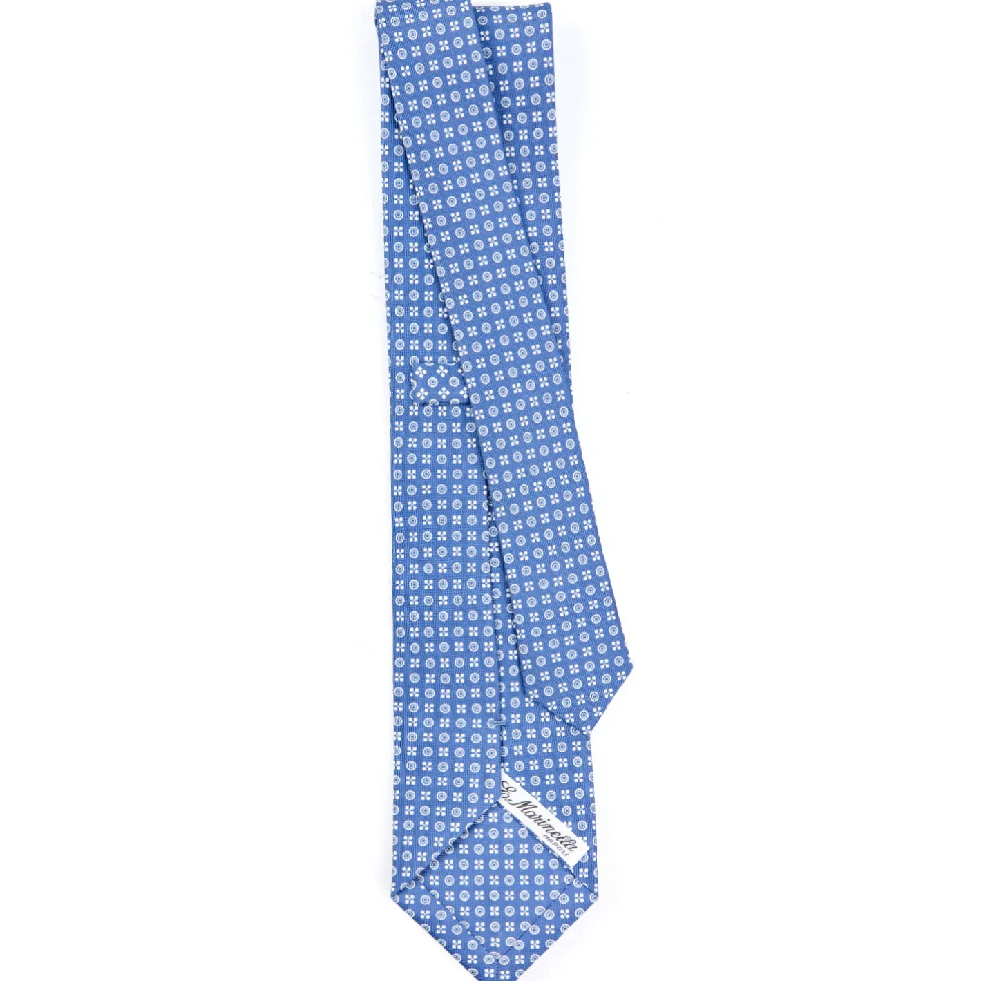 E.Marinella CRAVATTA SARTORIALE CLASSICA IN SETA AZZURRO POLVERE Microfantasia fiore