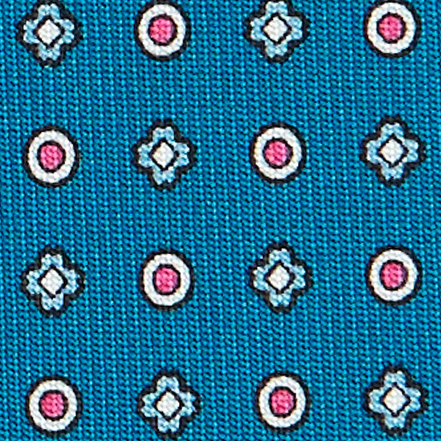 E.Marinella CRAVATTA SARTORIALE CLASSICA IN SETA BLU MEDIO Microfantasia fiore New