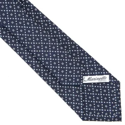 E.Marinella CRAVATTA SARTORIALE CLASSICA IN SETA BLU SCURO Microfantasia fiore New
