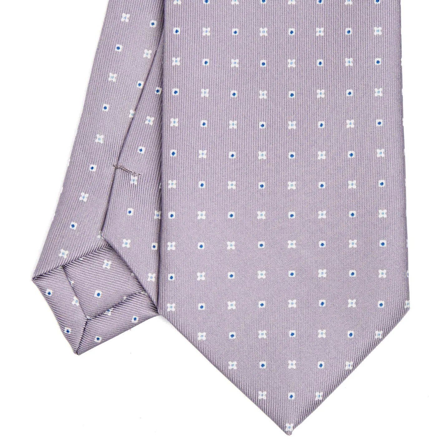 E.Marinella CRAVATTA SARTORIALE CLASSICA IN SETA GRIGIO CHIARO Microfantasia fiore Clearance