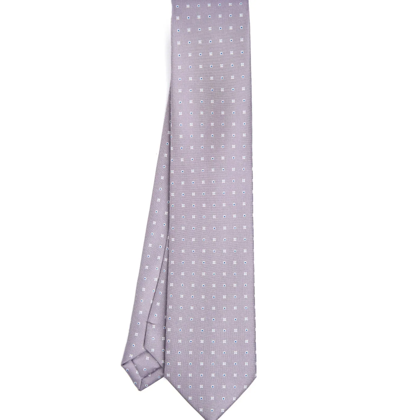 E.Marinella CRAVATTA SARTORIALE CLASSICA IN SETA GRIGIO CHIARO Microfantasia fiore Clearance