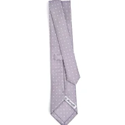 E.Marinella CRAVATTA SARTORIALE CLASSICA IN SETA GRIGIO CHIARO Microfantasia fiore Clearance