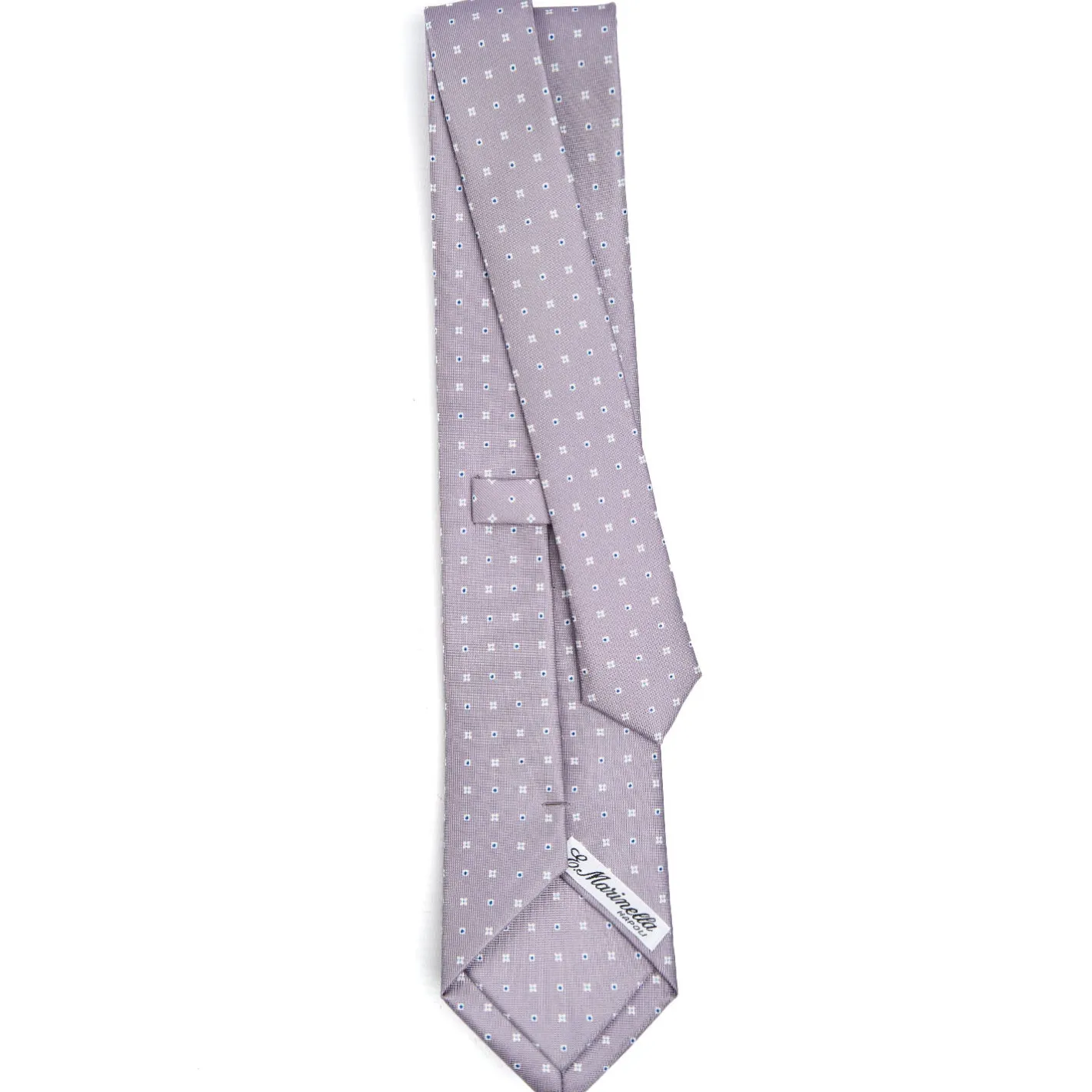E.Marinella CRAVATTA SARTORIALE CLASSICA IN SETA GRIGIO CHIARO Microfantasia fiore Clearance