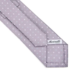 E.Marinella CRAVATTA SARTORIALE CLASSICA IN SETA GRIGIO CHIARO Microfantasia fiore Clearance