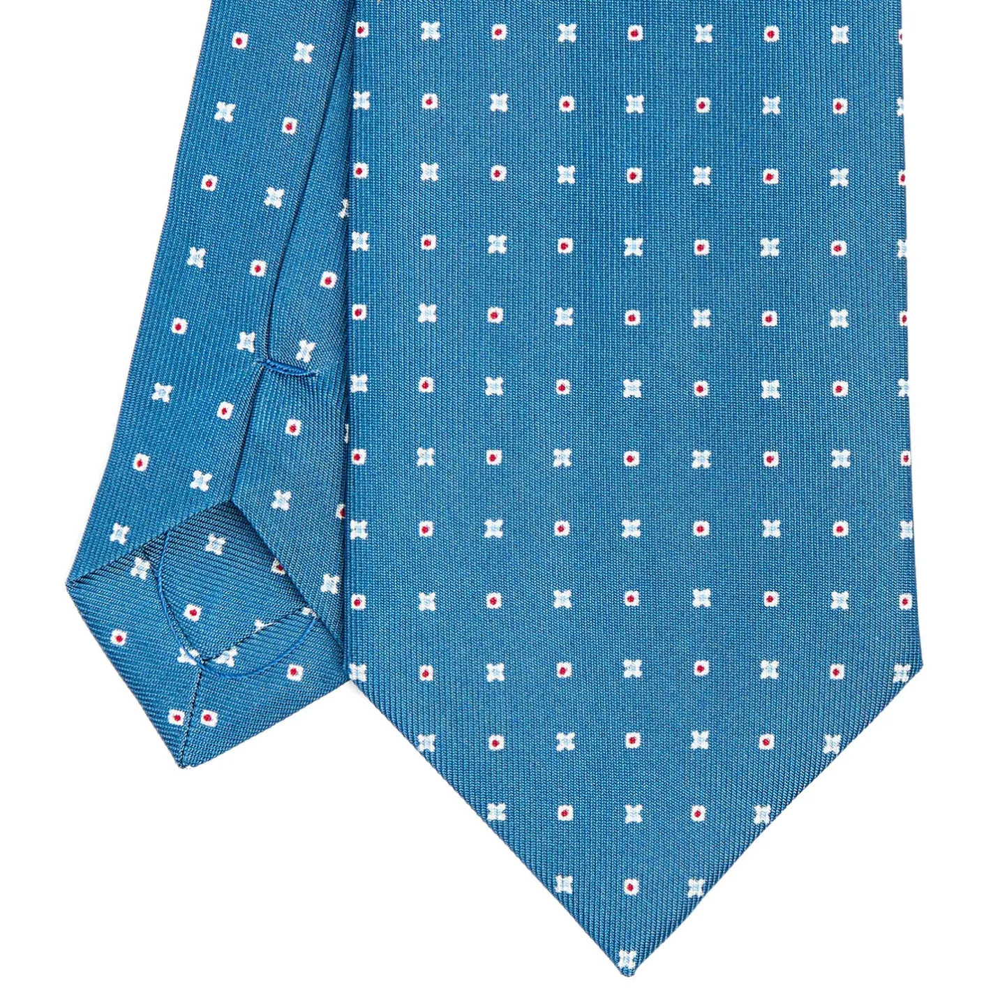 E.Marinella CRAVATTA SARTORIALE CLASSICA IN SETA BLU Microfantasia fiore Hot