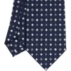 E.Marinella CRAVATTA SARTORIALE CLASSICA IN SETA BLU SCURO Microfantasia fiore Clearance