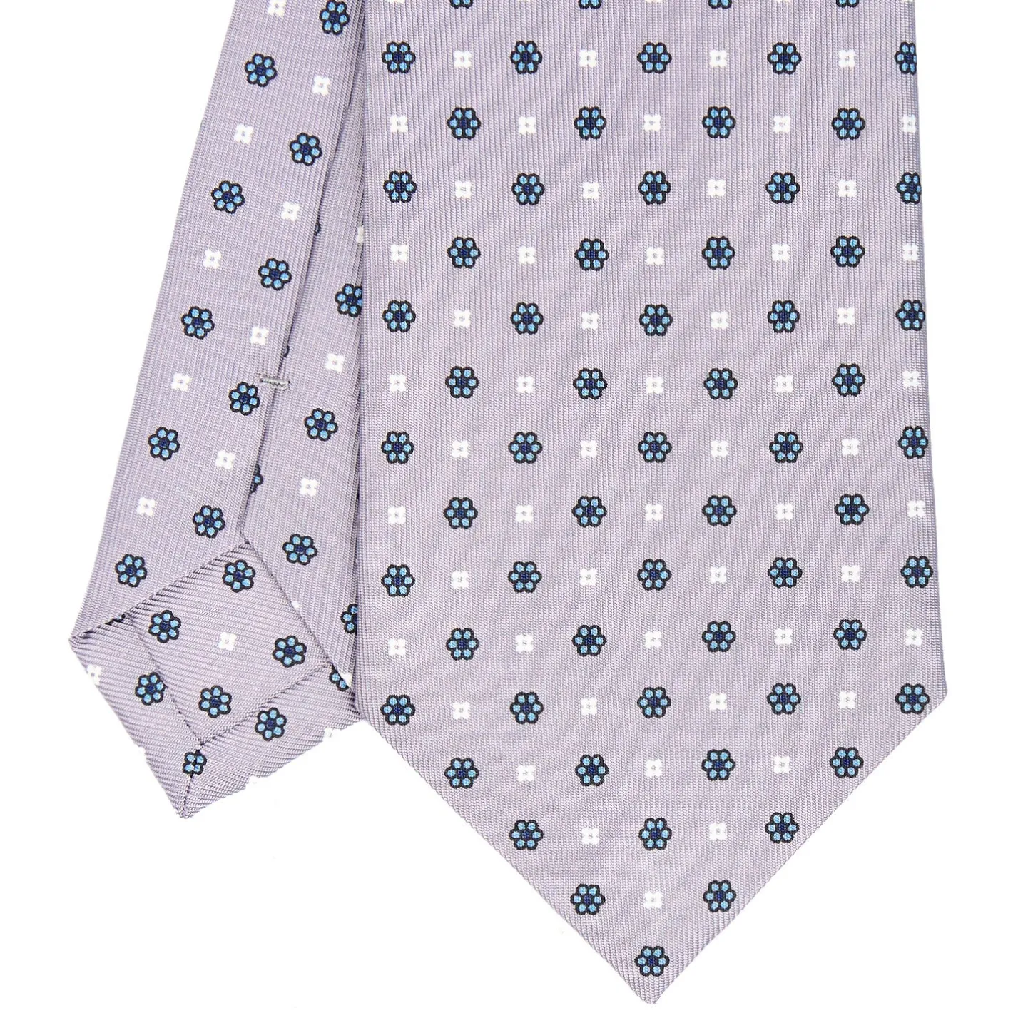 E.Marinella CRAVATTA SARTORIALE CLASSICA IN SETA GRIGIO CHIARO Microfantasia fiore Online