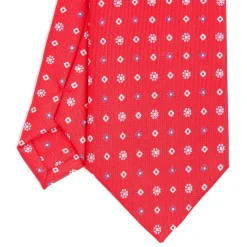 E.Marinella CRAVATTA SARTORIALE CLASSICA IN SETA ROSSA Microfantasia fiore Sale