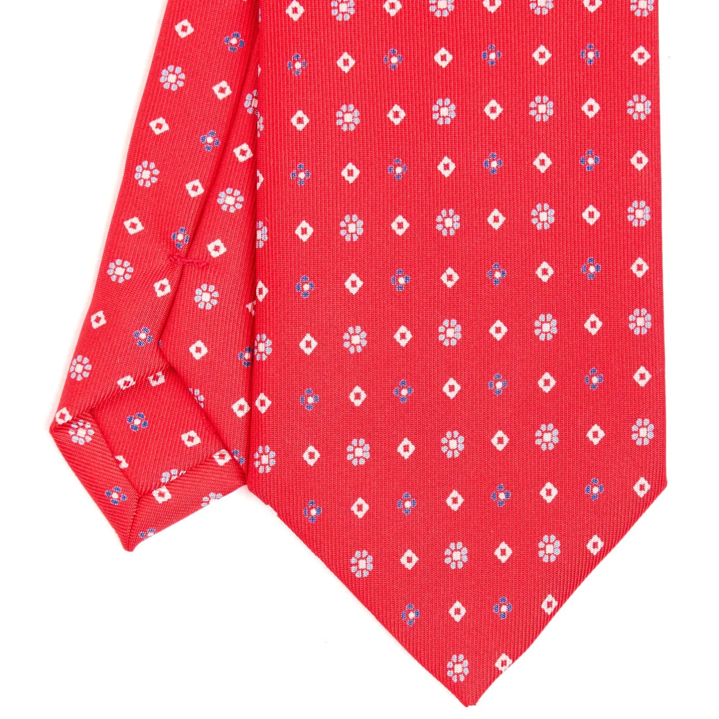E.Marinella CRAVATTA SARTORIALE CLASSICA IN SETA ROSSA Microfantasia fiore Sale