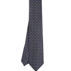 E.Marinella CRAVATTA SARTORIALE CLASSICA IN SETA BLU SCURO Microfantasia fiore Clearance