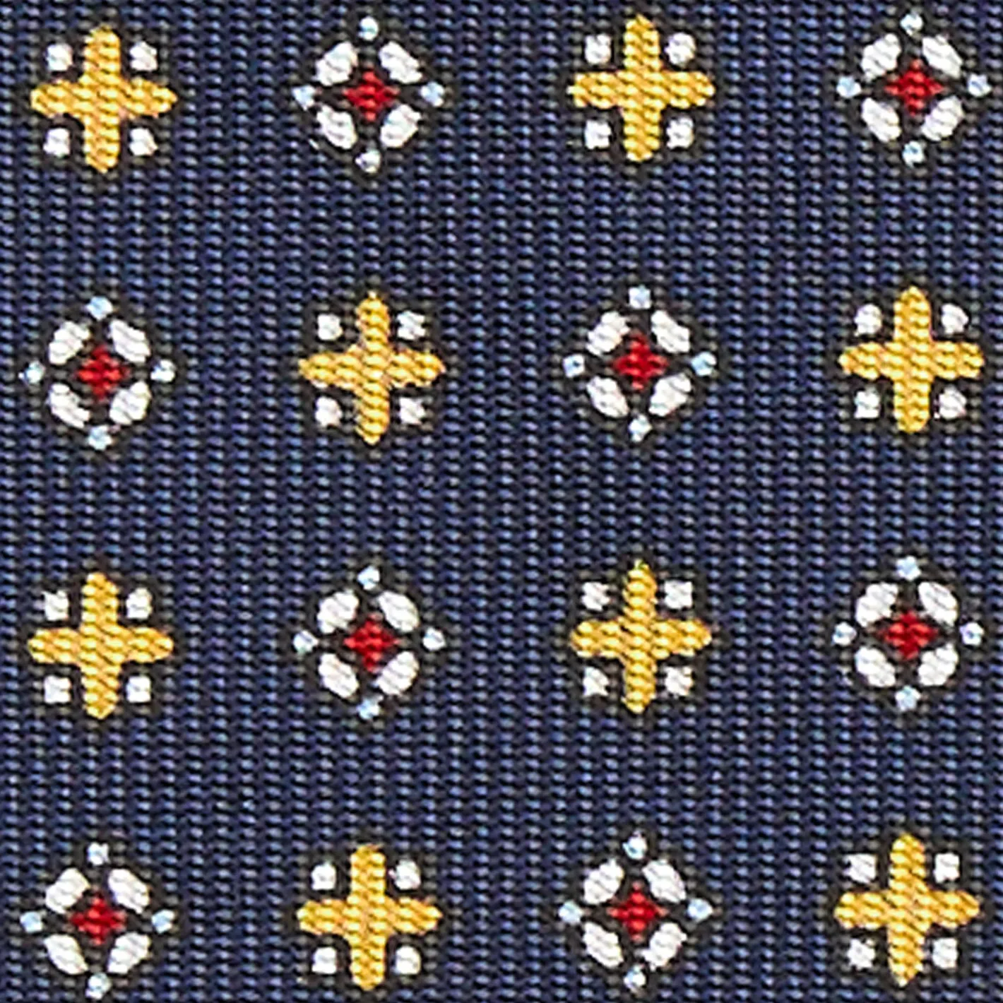 E.Marinella CRAVATTA SARTORIALE CLASSICA IN SETA BLU SCURO Microfantasia fiore Clearance
