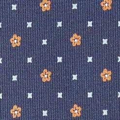 E.Marinella CRAVATTA SARTORIALE CLASSICA IN SETA BLU SCURO Microfantasia fiore Hot
